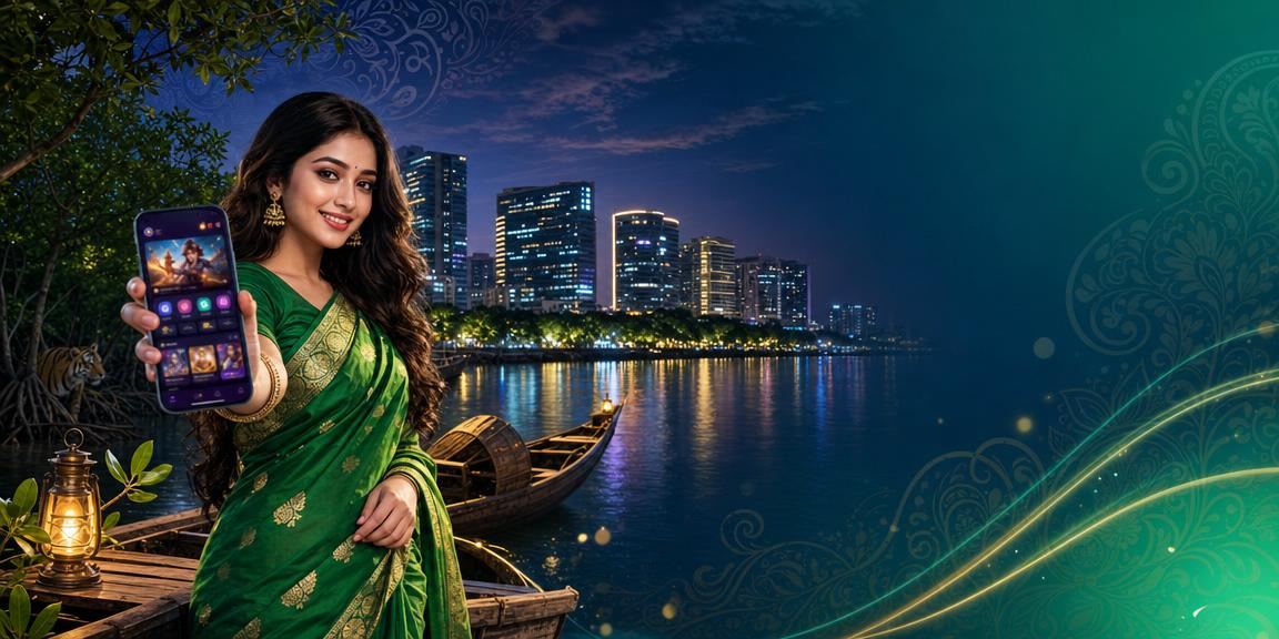 ঢাকায় মোবাইলে অনলাইন ক্যাসিনো ব্যবহার করছেন একজন ব্যবহারকারী শাড়িতে