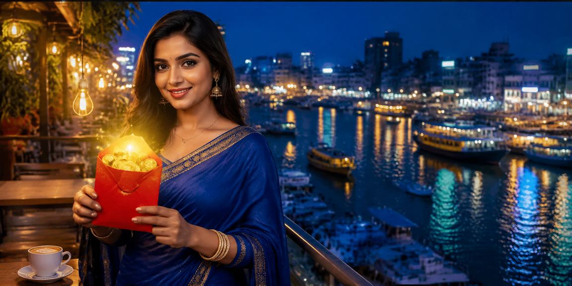 ময়মনসিংহে লাল খামে বোনাস নিচ্ছেন একজন বাংলাদেশি মডেল